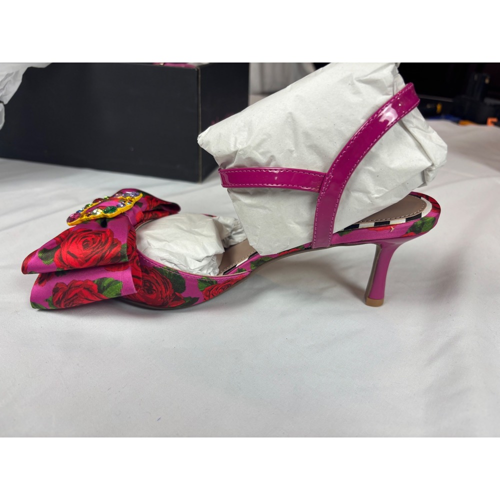 Betsey Johnson Jayleene Floral Rose Bow Rhinestone Kitten Heels Magenta Pink 7 - Picture 5 of 7